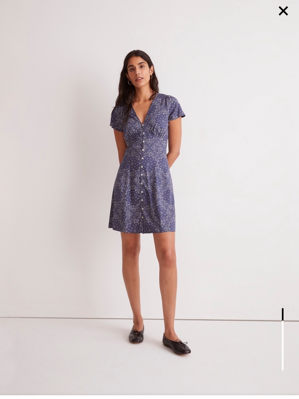 Madewell Shirred Button-Front Mini Dress